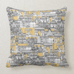 Paris toile guld kudde