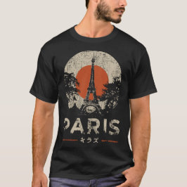 Paris Torn Vintage Red Circle City Silhouette T Shirt