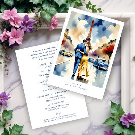 Paris Tour Eiffel Colorful Cityscape Wedding Inbjudningar