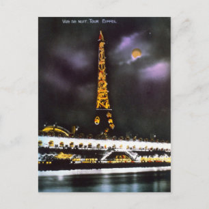 Paris Tour Eiffel på nattvykort Vykort