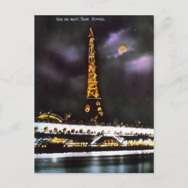 Paris Tour Eiffel på nattvykort Vykort (Framsida)