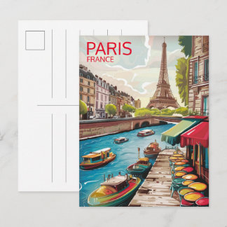 Paris Tour Eiffeltorn vintage gamla gator presente Vykort