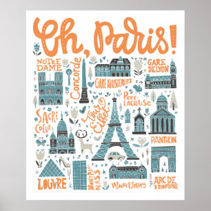 Paris!   Town Typography Poster