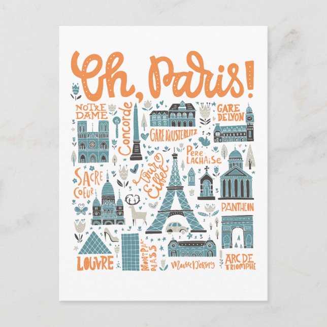 Paris! | Town Typography Vykort (Framsida)