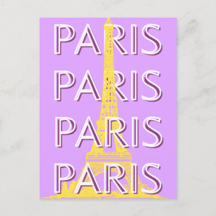 Paris, Travel Art, Minimalist, Pastel Travel Art Helg Vykort