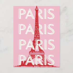 Paris, Travel Art, Retro Art, Rosa Helg Vykort