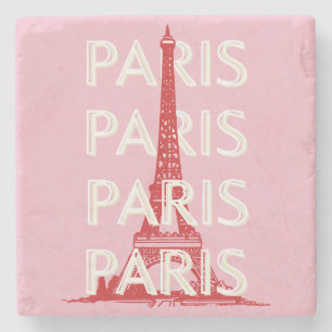 Paris, Travel Art, Retro Art, Rosa Stenunderlägg