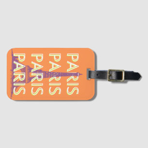 Paris, Travel Art, Retro Travel Art, Orange Bagagebricka