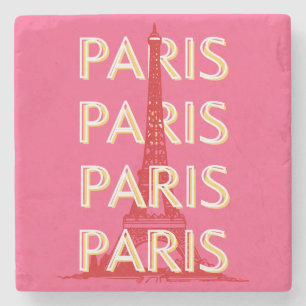 Paris, Travel Art, Retro Travel Art, Rosa Stenunderlägg