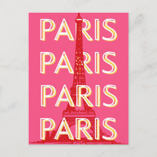 Paris, Travel Art, Retro Travel Art, Rosa Vykort