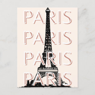 Paris Travel Art, Travel Art, Pastel, Minimalist Helg Vykort