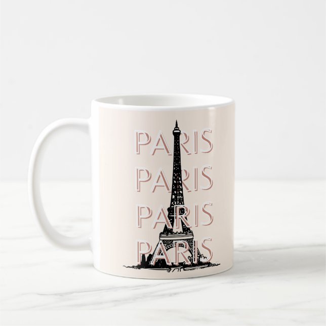 Paris Travel Art, Travel Art, Pastel, Minimalist Kaffemugg (Vänster)