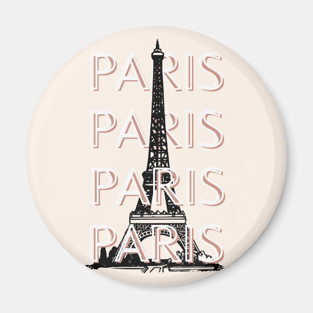 Paris Travel Art, Travel Art, Pastel, Minimalist Magnet (Framsidan)