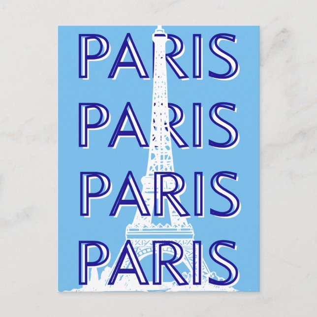 Paris Travel Art, Travel Art, Preppy Art, Blue Helg Vykort (Framsida)