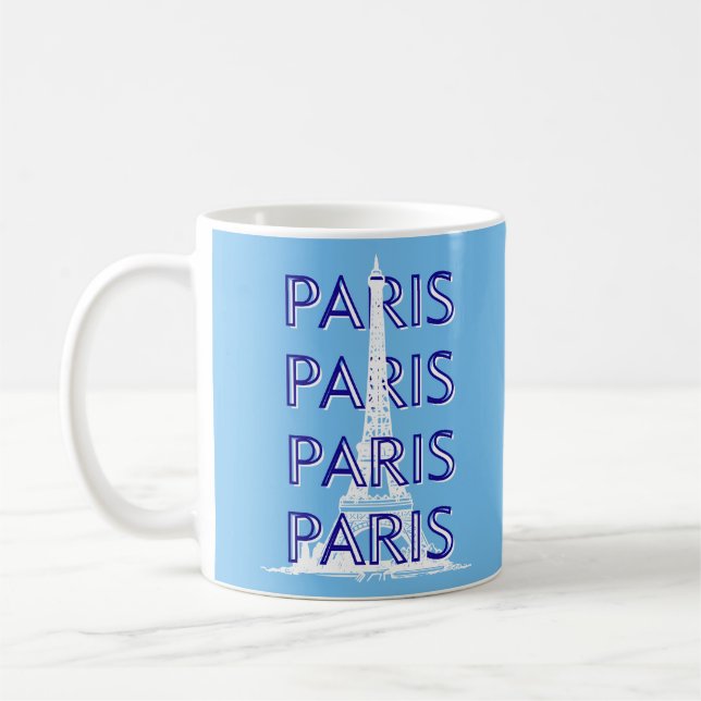 Paris Travel Art, Travel Art, Preppy Art, Blue Kaffemugg (Vänster)