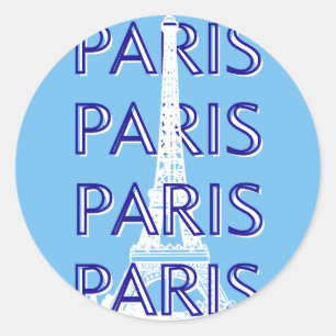 Paris Travel Art, Travel Art, Preppy Art, Blue Runt Klistermärke