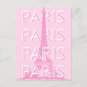Paris Travel Art, Travel Art, Preppy Art, Rosa Helg Vykort