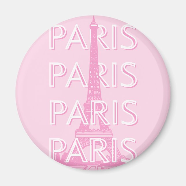 Paris Travel Art, Travel Art, Preppy Art, Rosa Magnet (Framsidan)