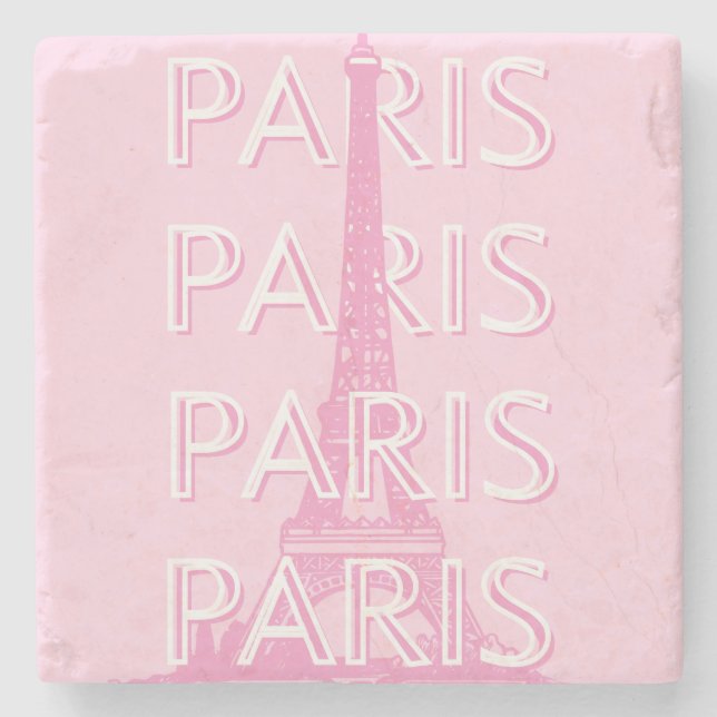 Paris Travel Art, Travel Art, Preppy Art, Rosa Stenunderlägg (Framsidan)