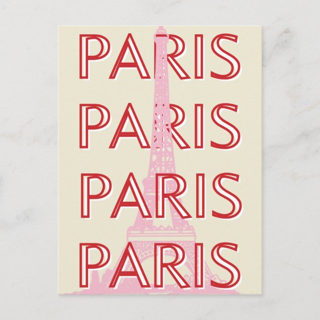 Paris Travel Art, Travel Art, Preppy, Minimalist Helg Vykort (Framsida)