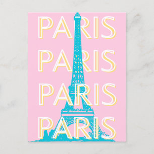 Paris Travel Art, Travel Art, Preppy, Rosa Helg Vykort