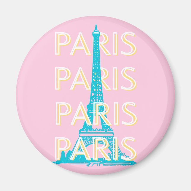 Paris Travel Art, Travel Art, Preppy, Rosa Magnet (Framsidan)