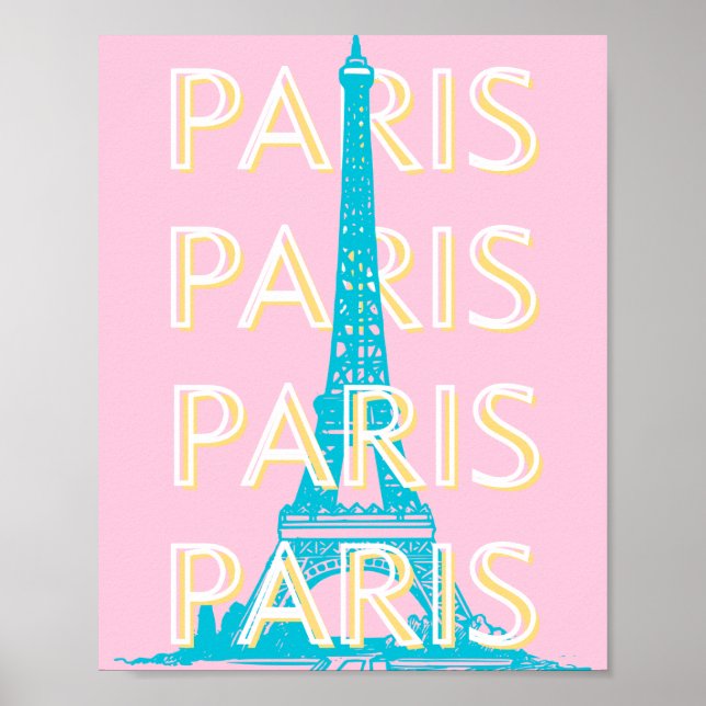 Paris Travel Art, Travel Art, Preppy, Rosa Poster (Framsidan)