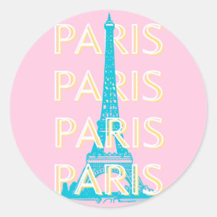 Paris Travel Art, Travel Art, Preppy, Rosa Runt Klistermärke
