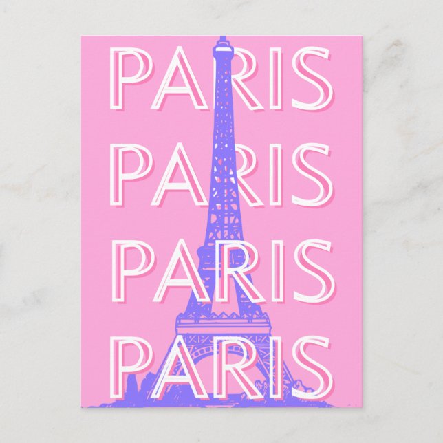 Paris Travel Art, Travel Art, Rosa Helg Vykort (Framsida)