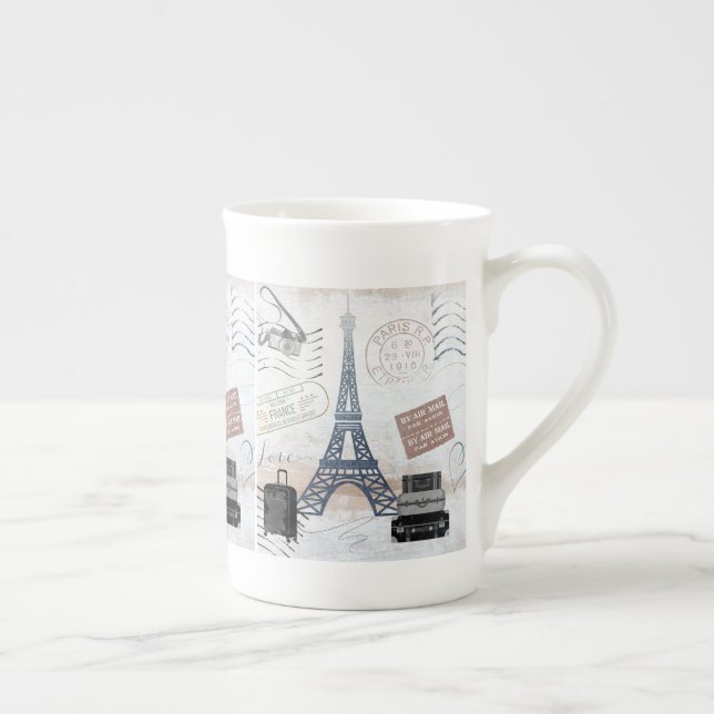 Paris Travel Collage Benporslin Mugg (Höger)