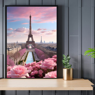 Paris Travel Eiffel Torn Ro Poster