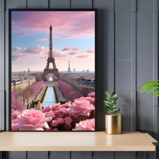 Paris Travel Eiffel Torn Ro Poster