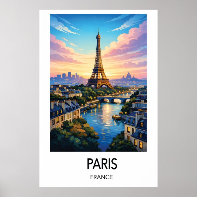 Paris Travel Poster France Wall Art (Framsidan)