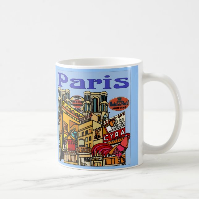 Paris Travel Poster Kaffemugg (Höger)