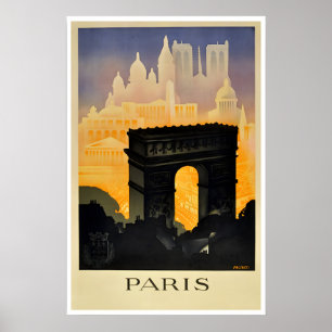 Paris tryck Frankrike Resa Poster Retro Fransk