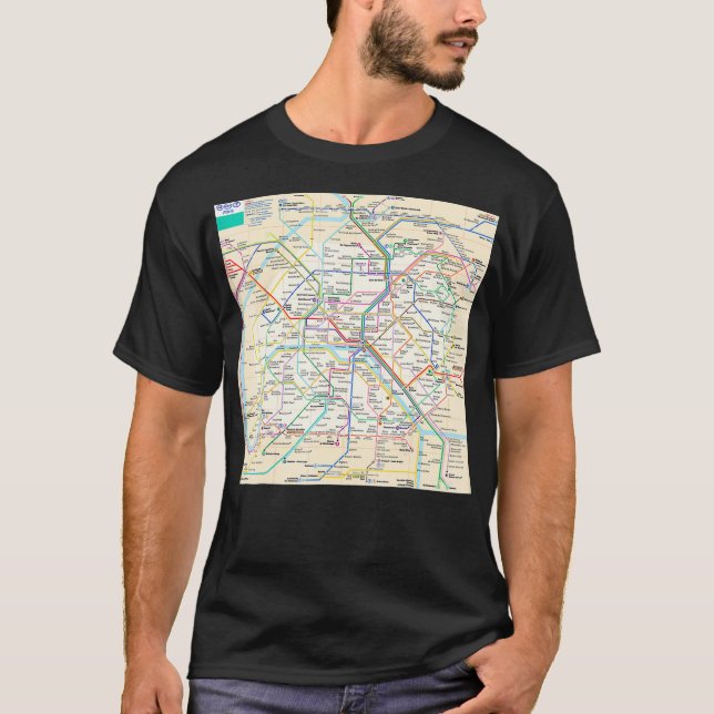 Paris tunnelbanan karta Frankrike T Shirt (Framsida)