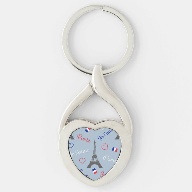 Paris Twisted Heart Silverfärgad Nyckelring (Framsidan)