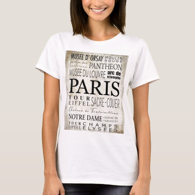 Paris Typografi - Tunnelbanan Stil T-shirt (Framsida)