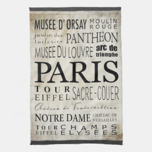 Paris typografi - tunnelbananstil kökshandduk