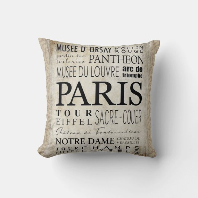 Paris typografi - tunnelbananstil kudde (Framsida)