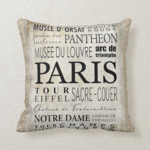 Paris typografi - tunnelbananstil kudde