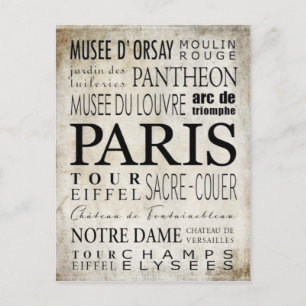 Paris typografi - tunnelbananstil vykort