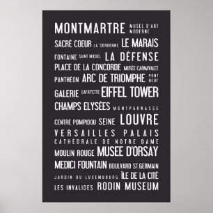 Paris typografisk affisch, grå färg poster