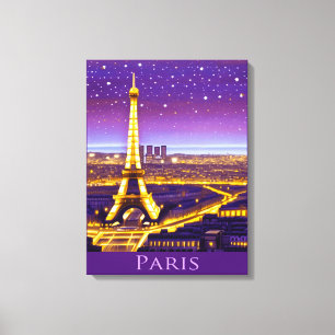 Paris under Lila Starry Himlar Canvastryck