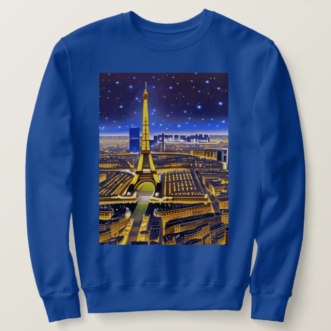 Paris under Lila Starry Himlar Lång Ärmad Tröja (Design framsida)
