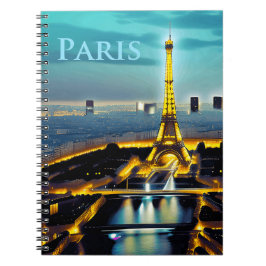 Paris Under turkoise Blue Twilight Himlar Anteckningsbok