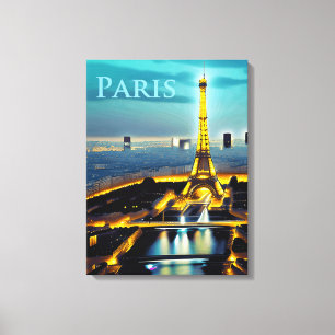 Paris Under turkoise Blue Twilight Himlar Canvastryck