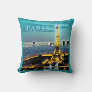Paris Under turkoise Blue Twilight Himlar Kudde
