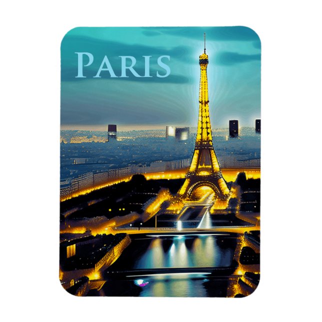 Paris Under turkoise Blue Twilight Himlar Magnet (Vertikal)