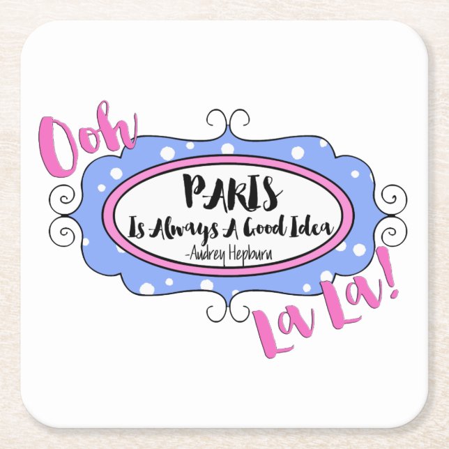 Paris Underlägg Papper Kvadrat (Framsidan)